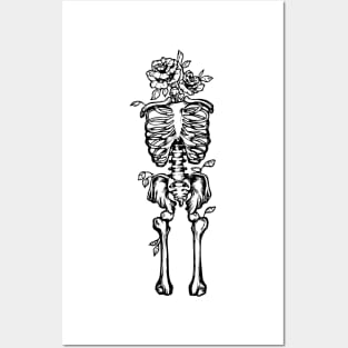 Big Boned Skeleton Flowers Posters and Art